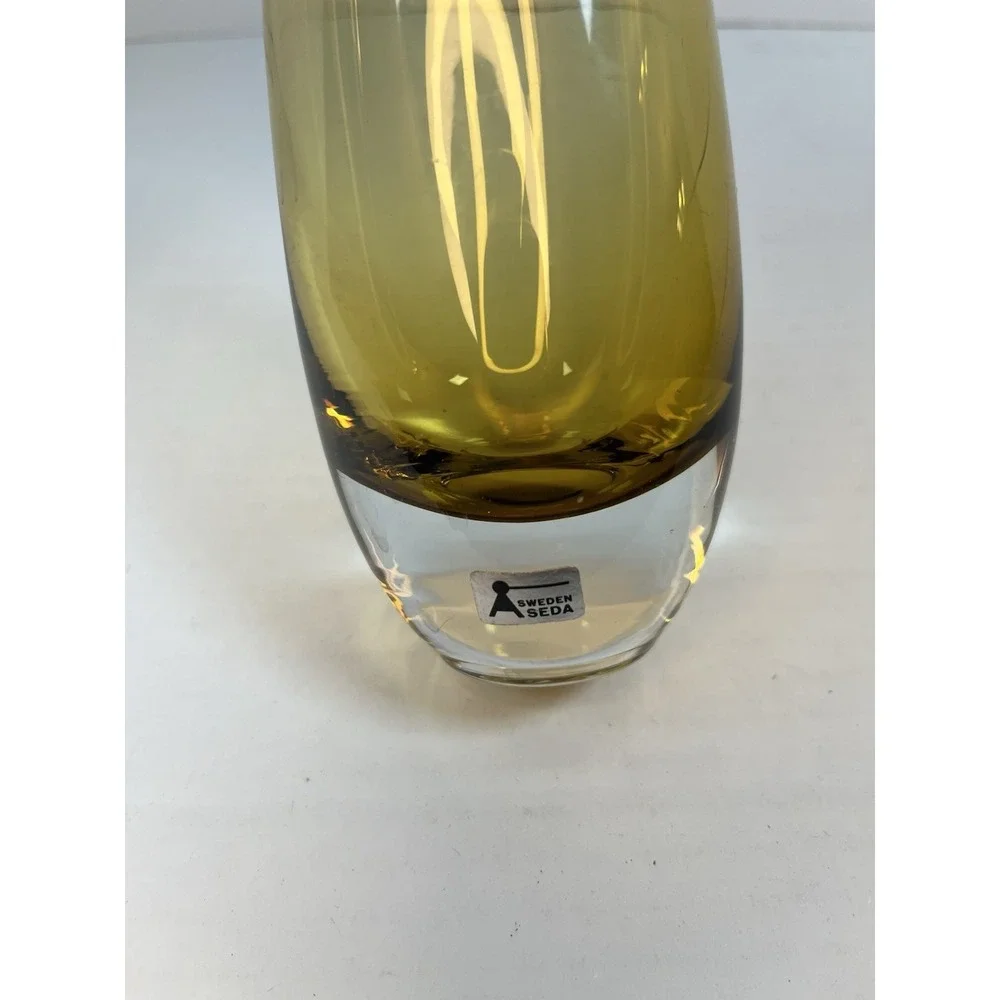 Mid‎ Century Modern Scandinavian Glass Smoke Gold Glass Vase 9